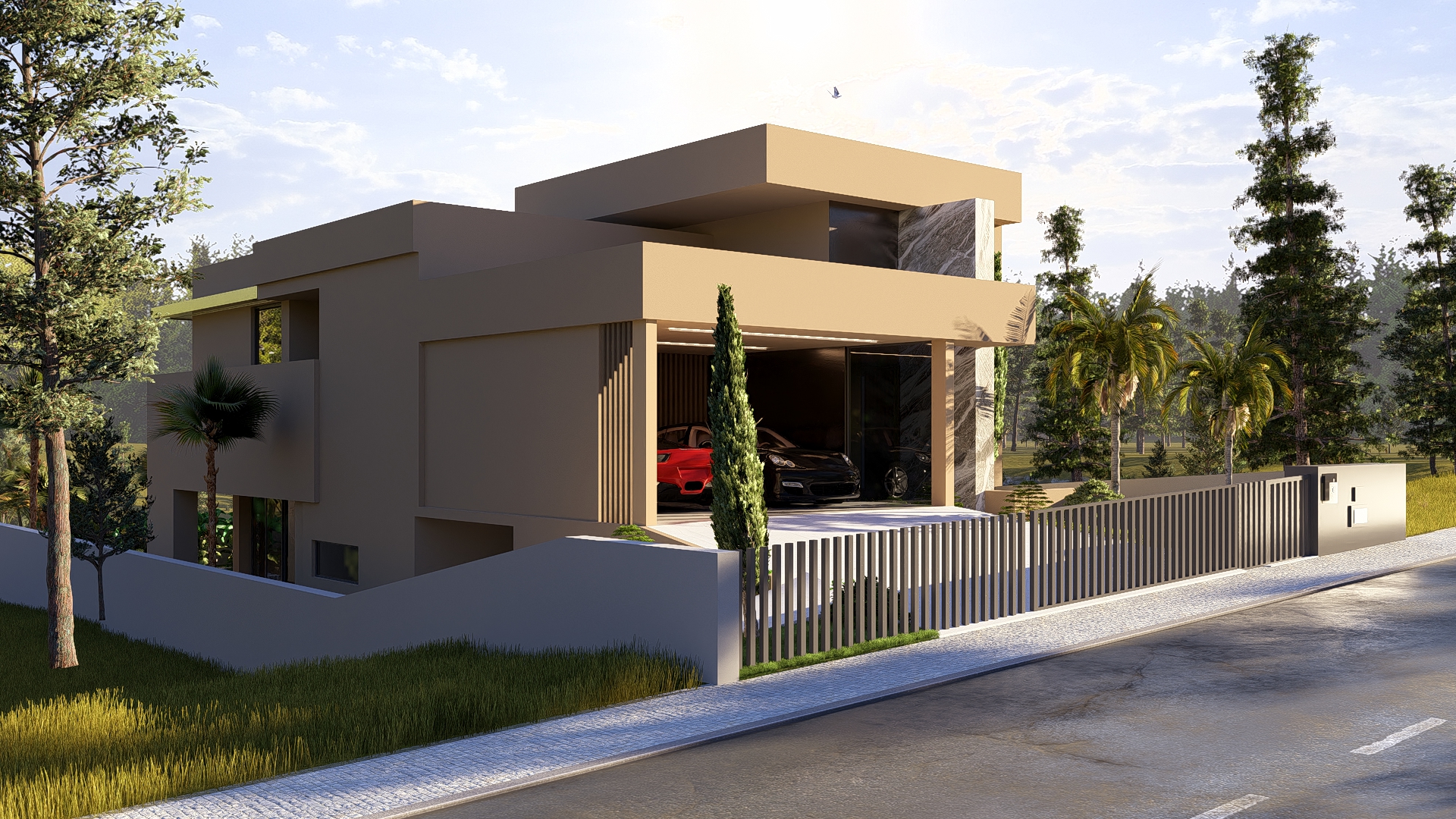 Moradia Lote 119 — Vista frontal com jardim